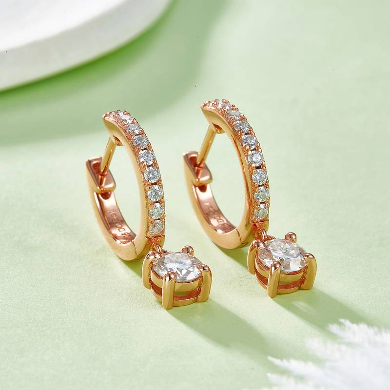 单排对半四爪耳环S925银Moissanite厘石D级1.35ct